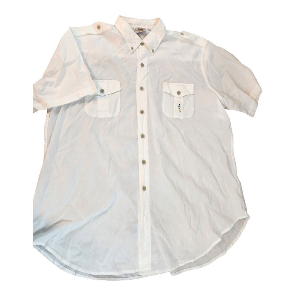 Pusser's West Indies White cotton button down mens sz XL shirt short sleeve